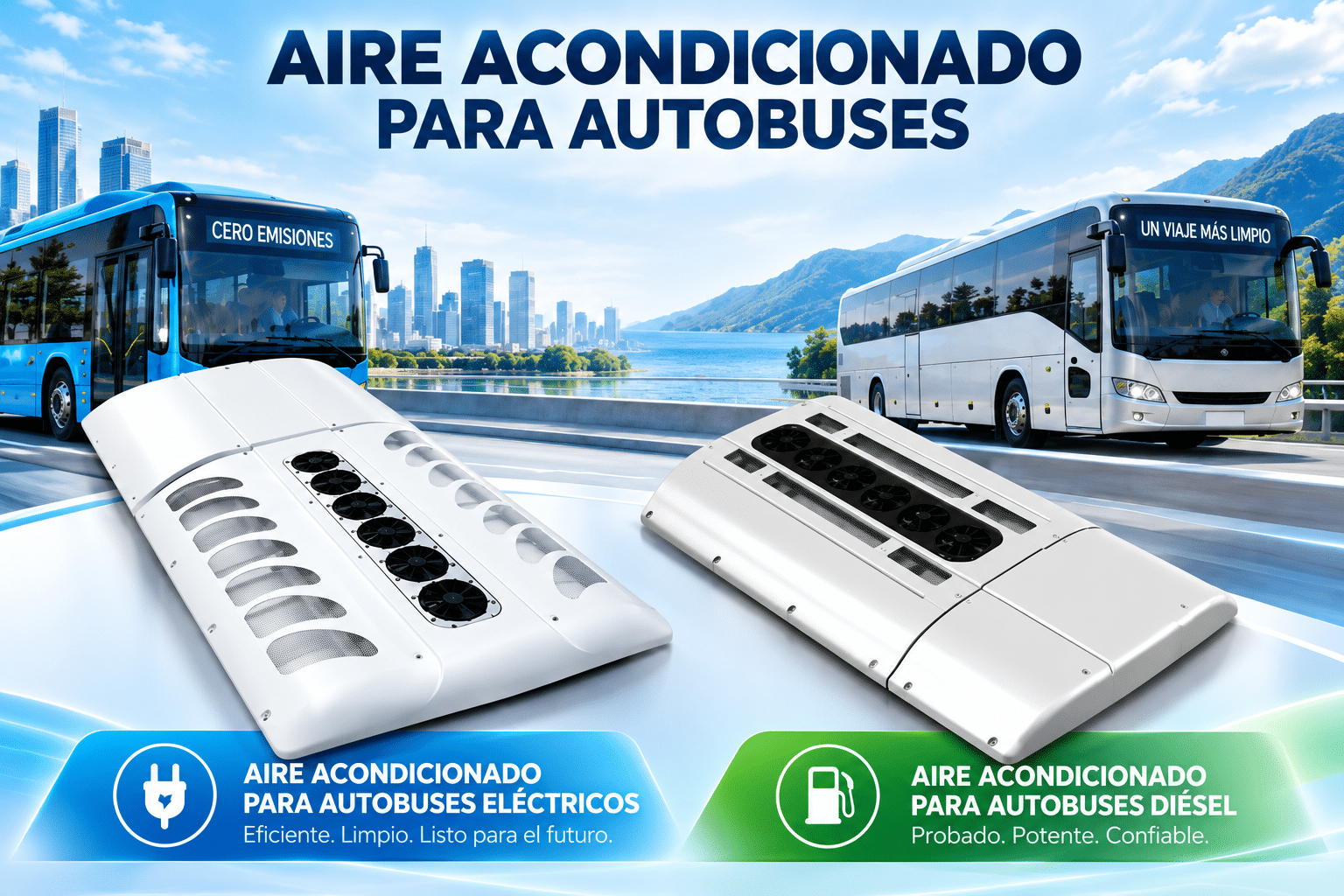 Todos los autobuses tienen aire acondicionado.